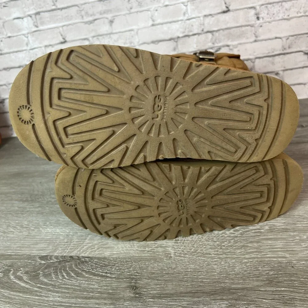 UGG 1968 Brown Retro Cargo Boots Size 5 Australia Leather Sheepskin
